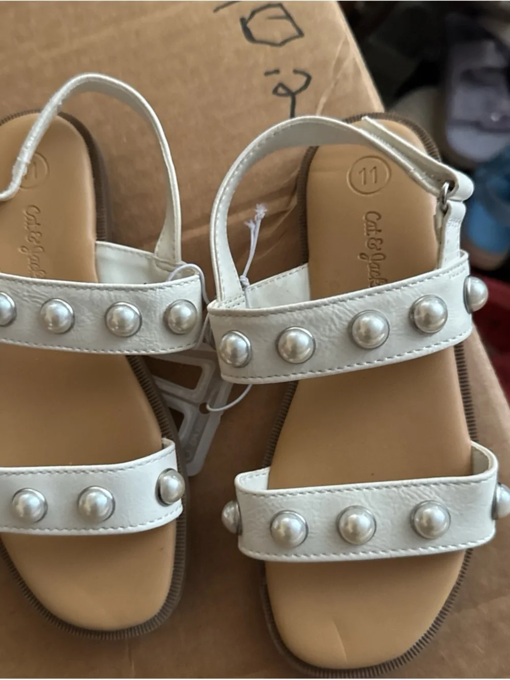 Cat & Jack Braided Double-Strap Slide Sandals — Ivory‎